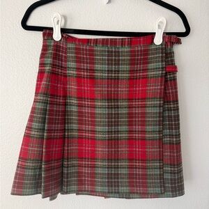 J. Crew Red Plaid Circle Skirt with Green and Brown